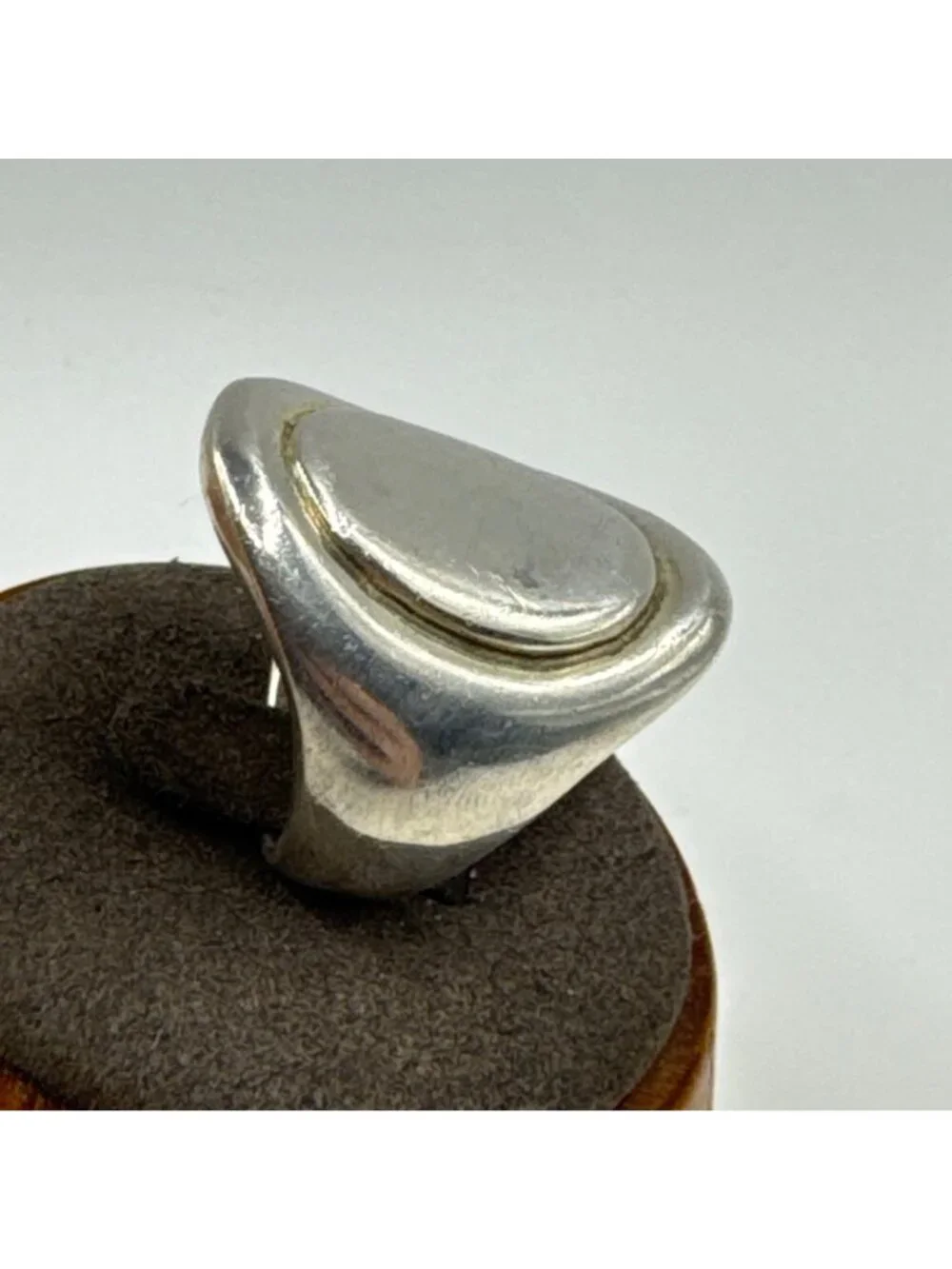 VTG Solid Sterling Silver 925 Modernist Tapered Band Signet Ring Size 7.5